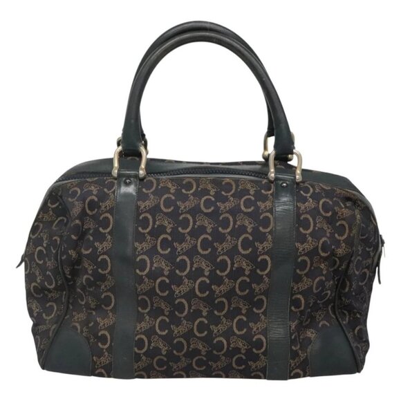 CELINE C Sulky Hand Bag Canvas Navy Gold Auth - Picture 2 of 14